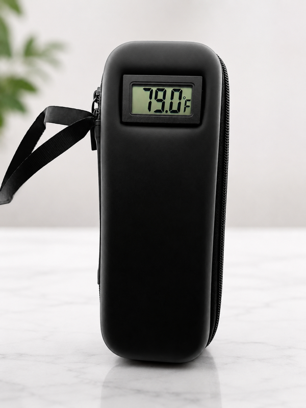 Black Insulated Travel Cooler Case with Digital Temperature Display