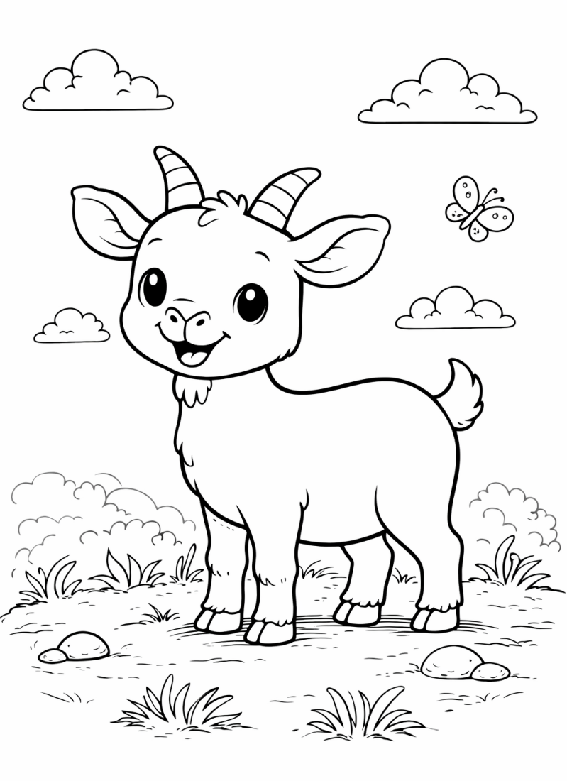 Kleurplaat Geit