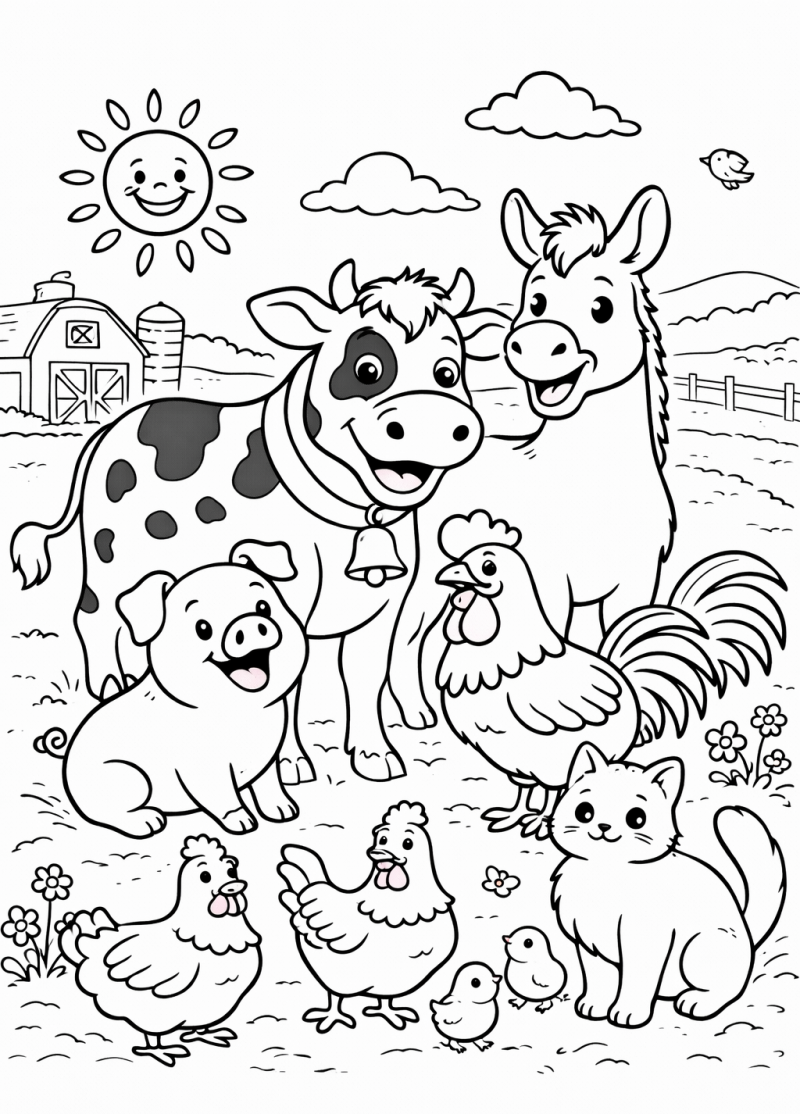 Kleurplaat boerderijdieren