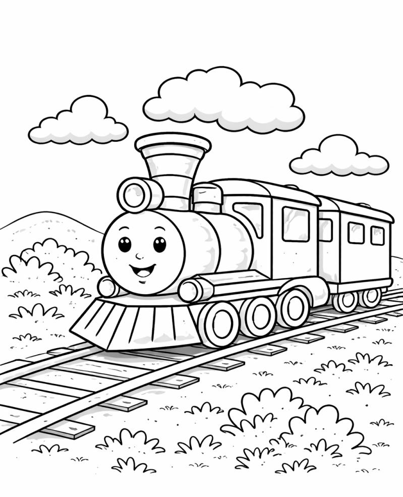 Kleurplaat stoomtrein