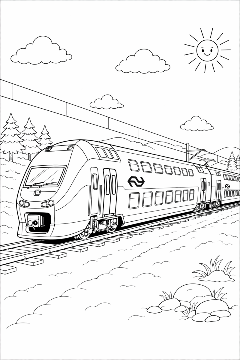 Kleurplaat dubbeldektrein