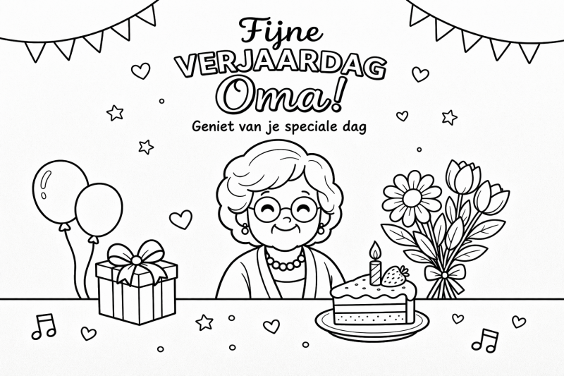 Kleurplaat verjaardag oma