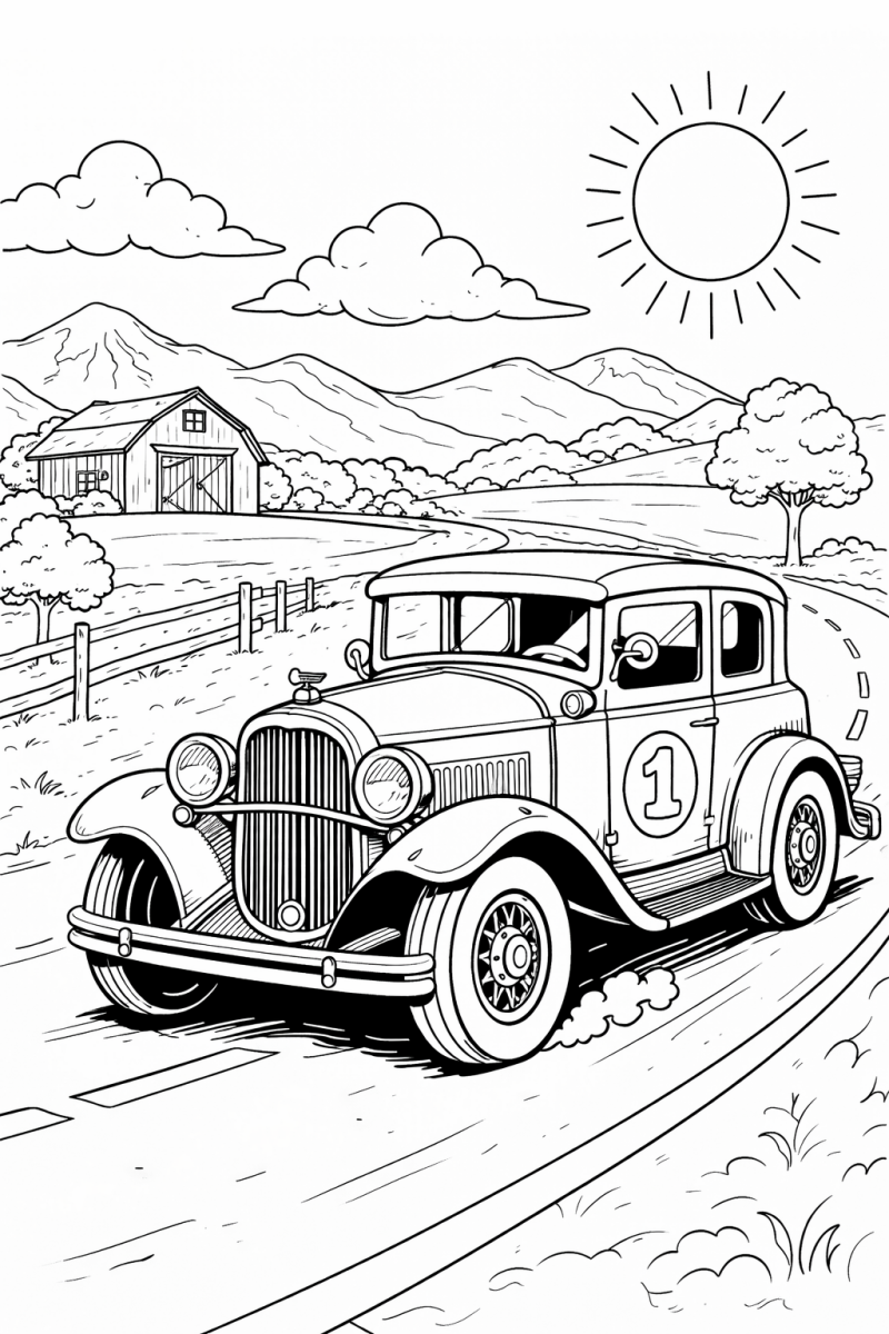 Kleurplaat oldtimer auto