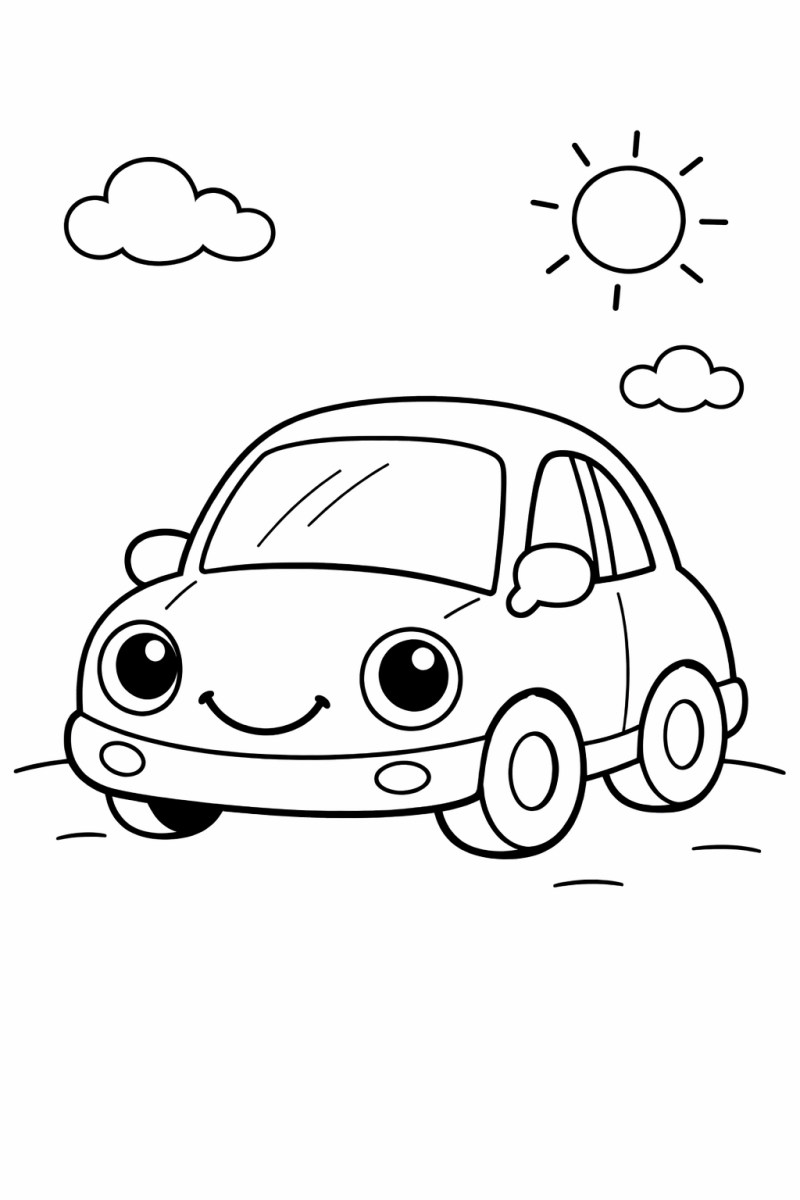 Kleurplaat auto simpel