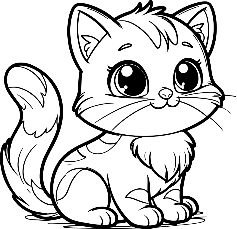 Kleurplaat kat schattig