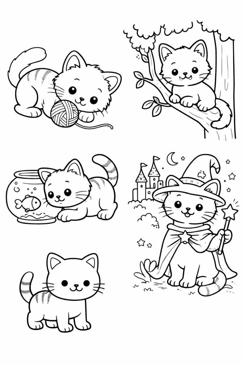 Kleurplaat katten