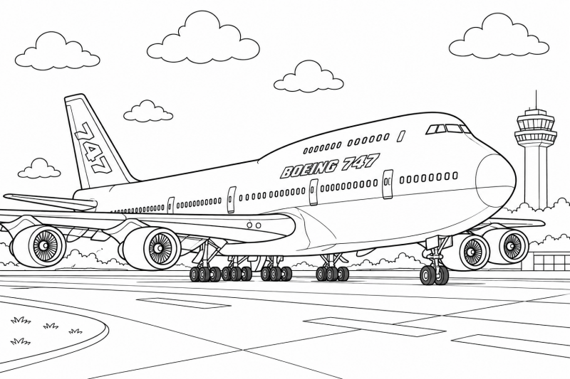 Kleurplaat Boeing 747
