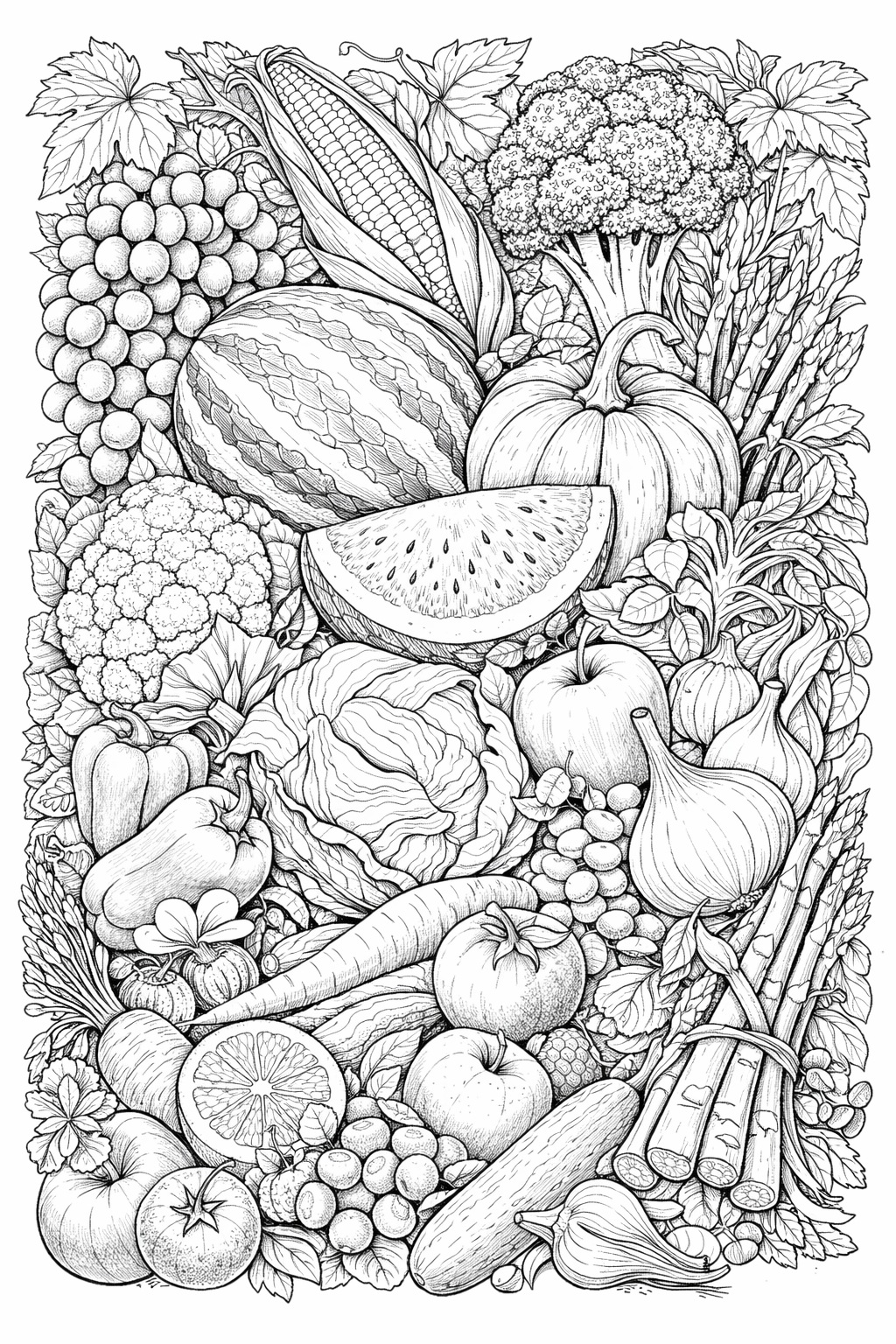 Kleurplaat voor volwassenen fruit