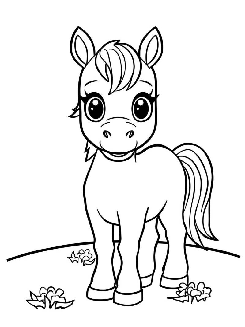 kleurplaat schattige pony