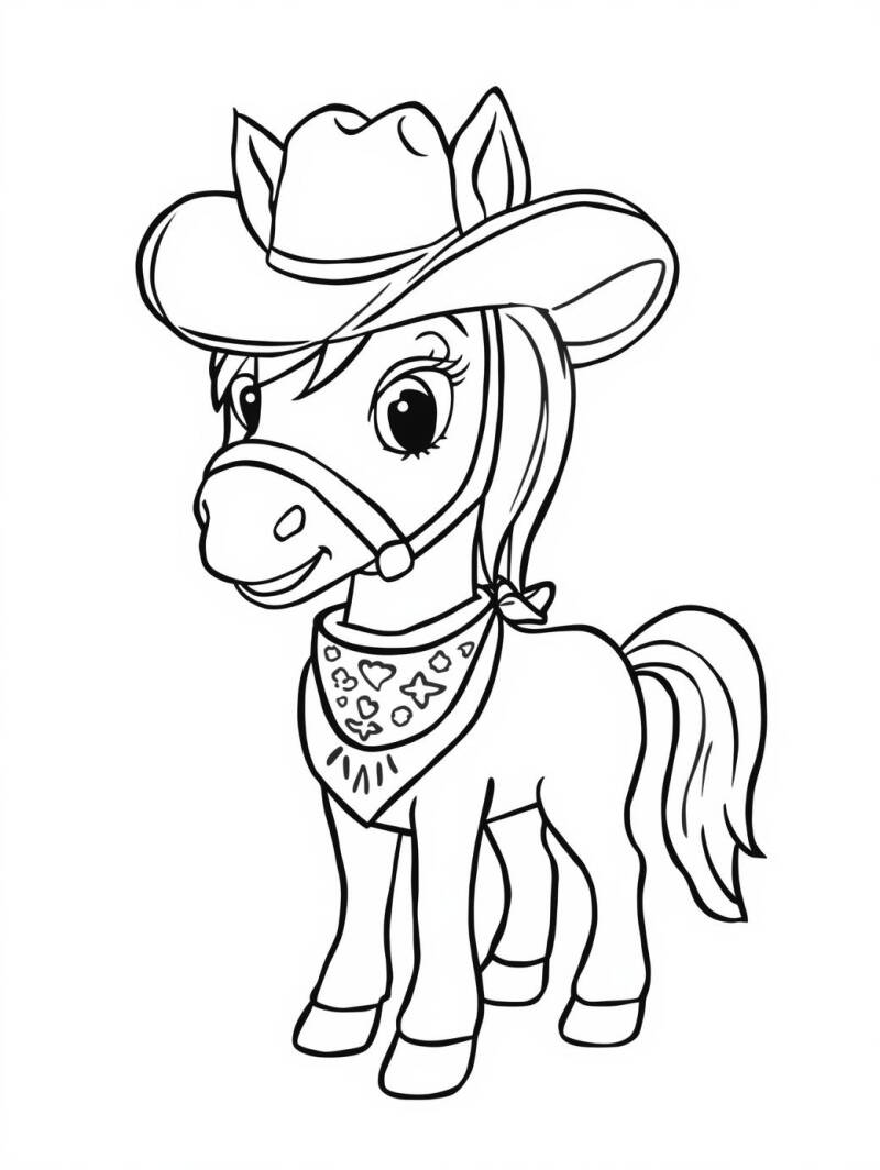 Kleurplaat cowboy pony