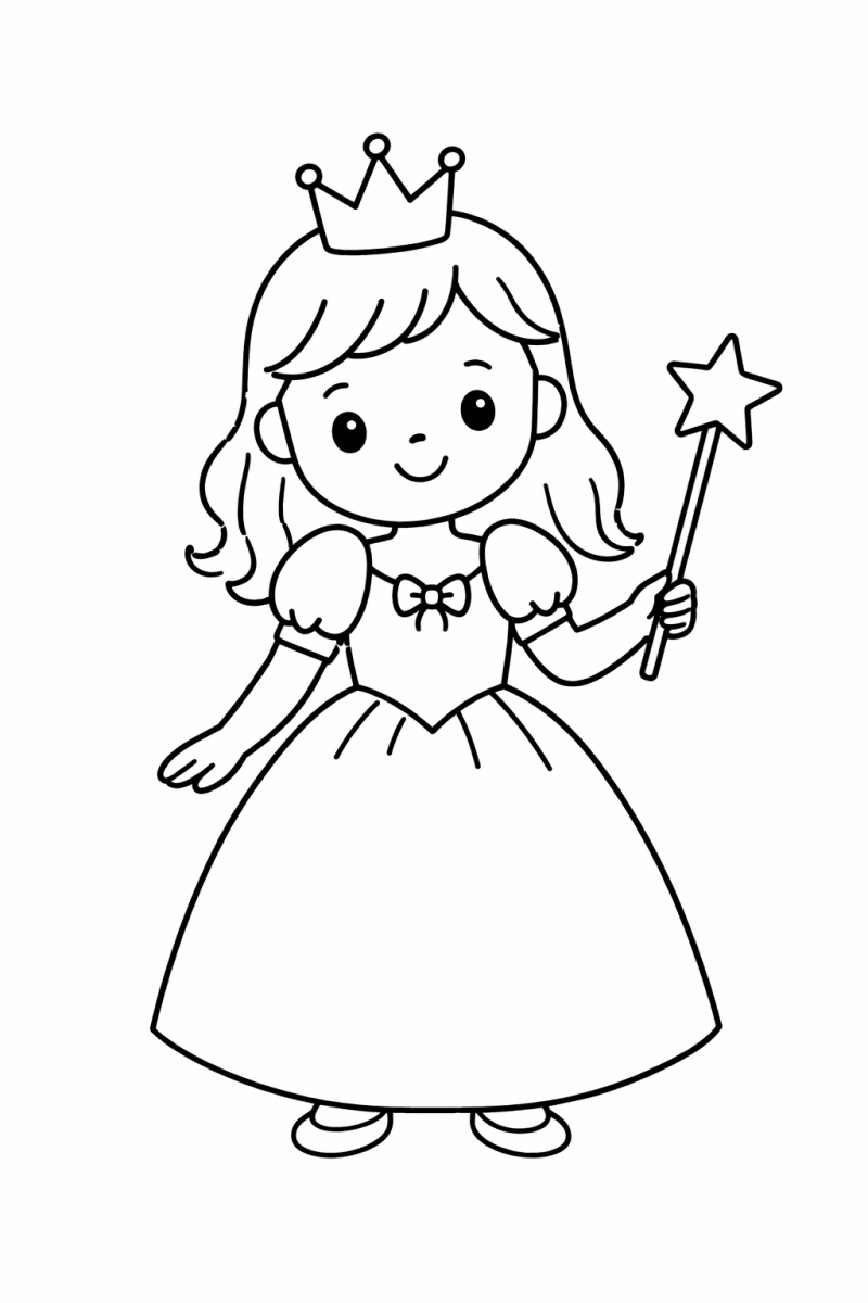 Kleurplaat prinses simpel