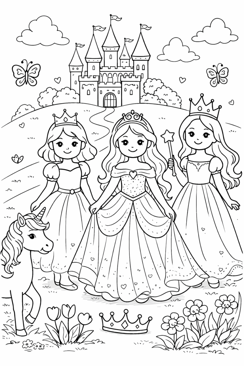 Kleurplaat prinsessen