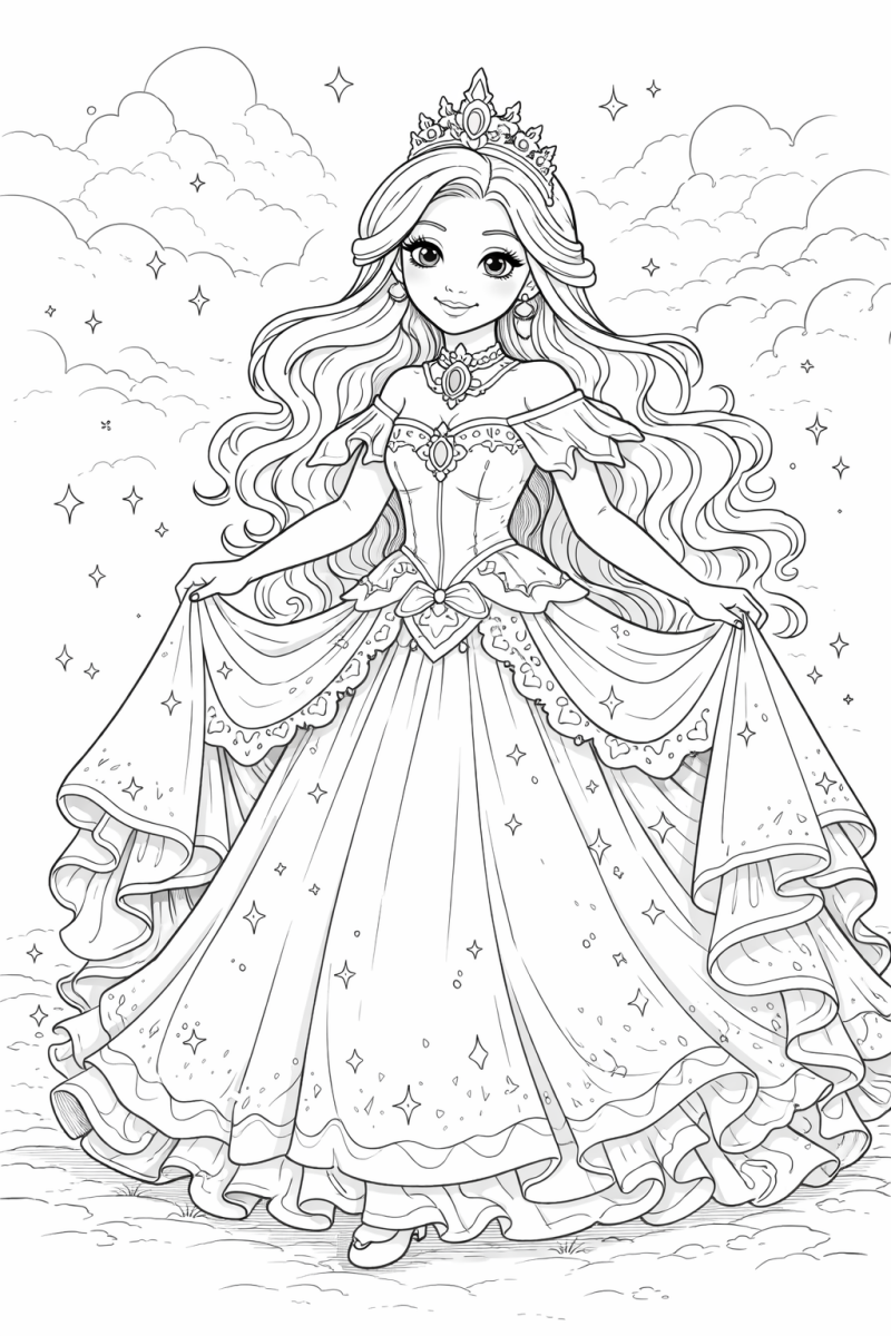 Kleurplaat mooie prinses