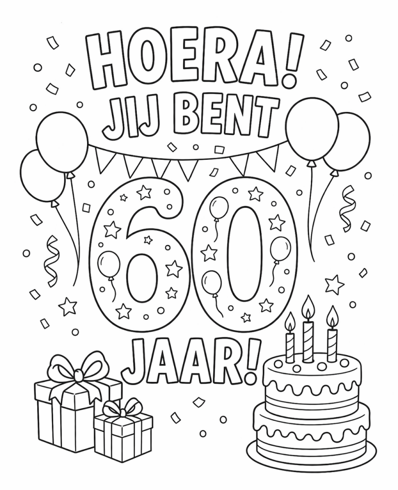 Kleurplaat verjaardag 60 jaar.