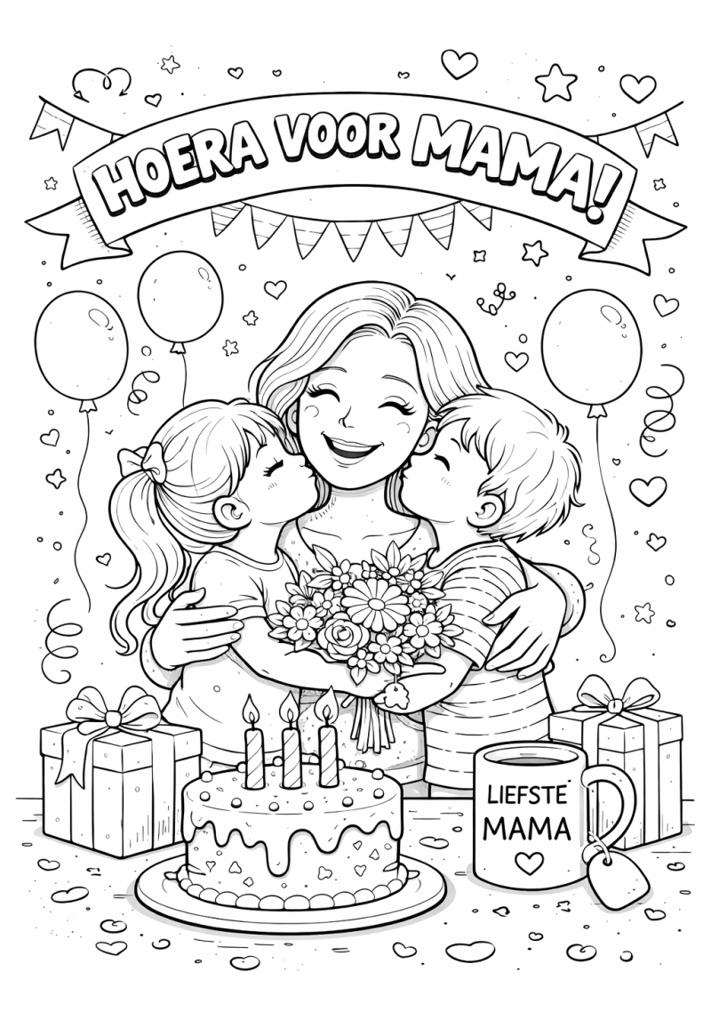 Kleurplaat verjaardag mama