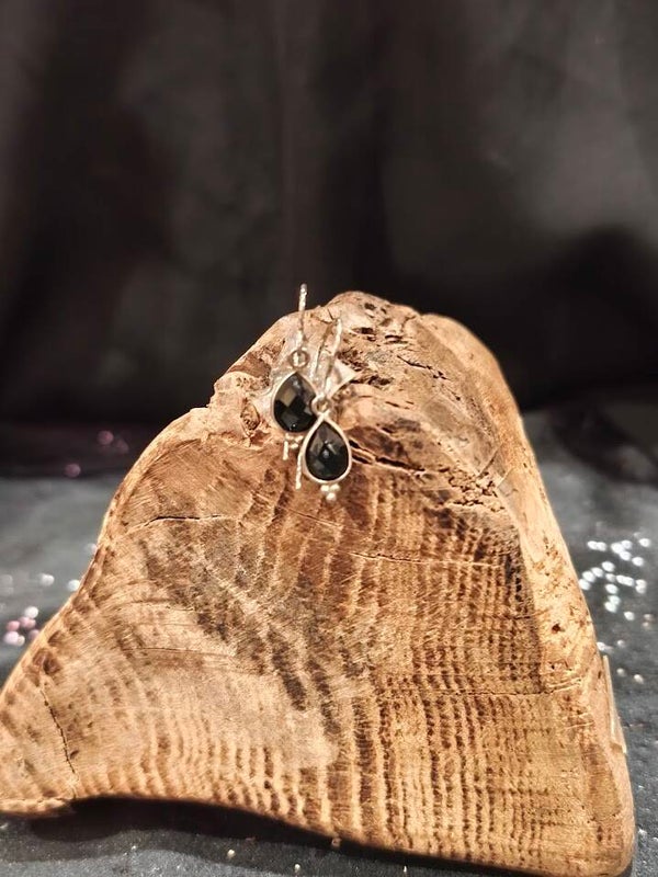 Boucles d'oreilles en argent et onyx