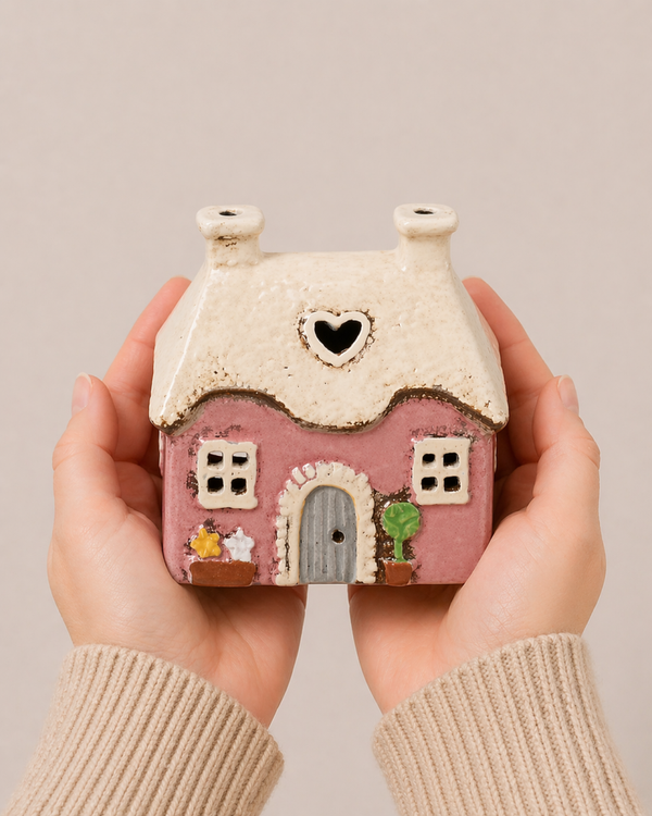 Village Pottery Mini-Herz-Häuschen – Rosa