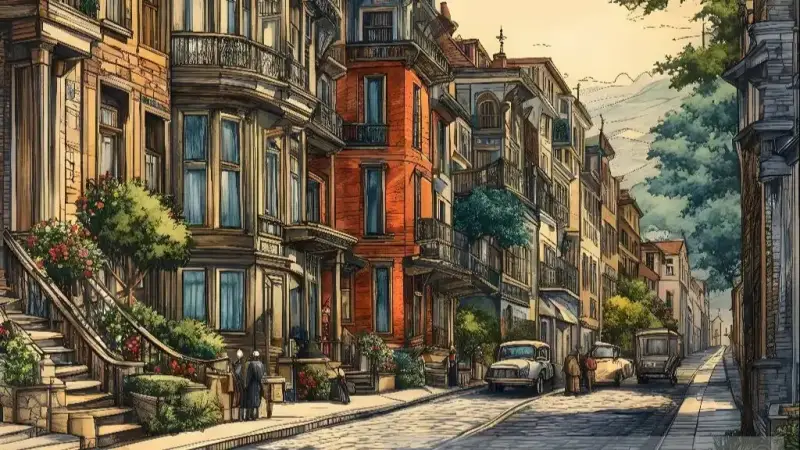 Imagen en la que se aprecia un barrio clásico de una ciudad genérica