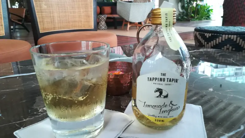 Limonada con burbujas de limón y hierbalimón