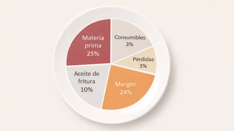 Dibujo de un plato con porciones sobre los costes que soporta