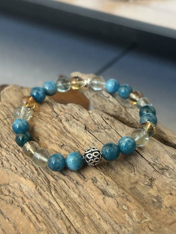 Armband - Apatit blau, Citrin & Fluorit (A908)