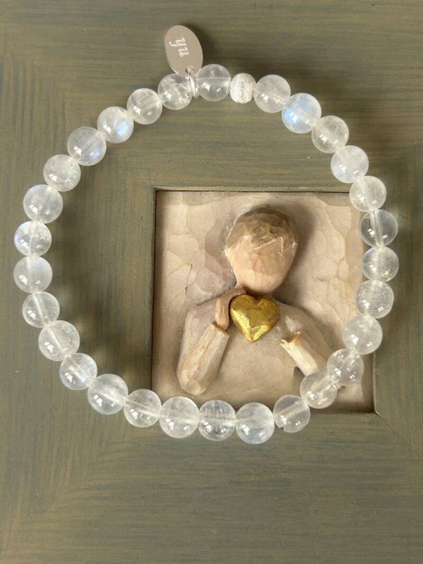 Armband - Labradorit weiss (Regenbogen-Mondstein) (A904)