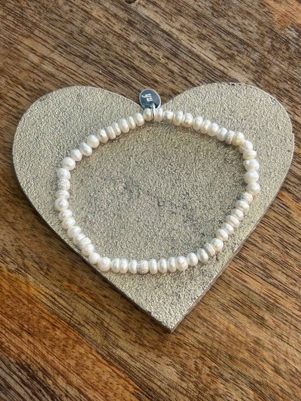 Armband "Braut-Schmuck" - Süsswasserperle weiss 4mm (A846)