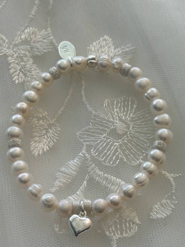 Armband "Braut-Schmuck" - Süsswasserperle weiss 6mm (A847)