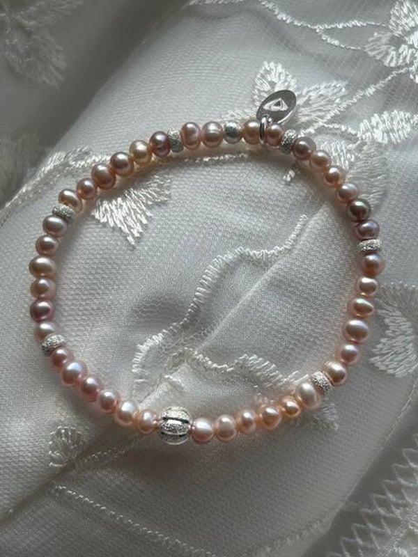 Armband "Braut-Schmuck" - Süsswasserperle flieder 4mm (A849)