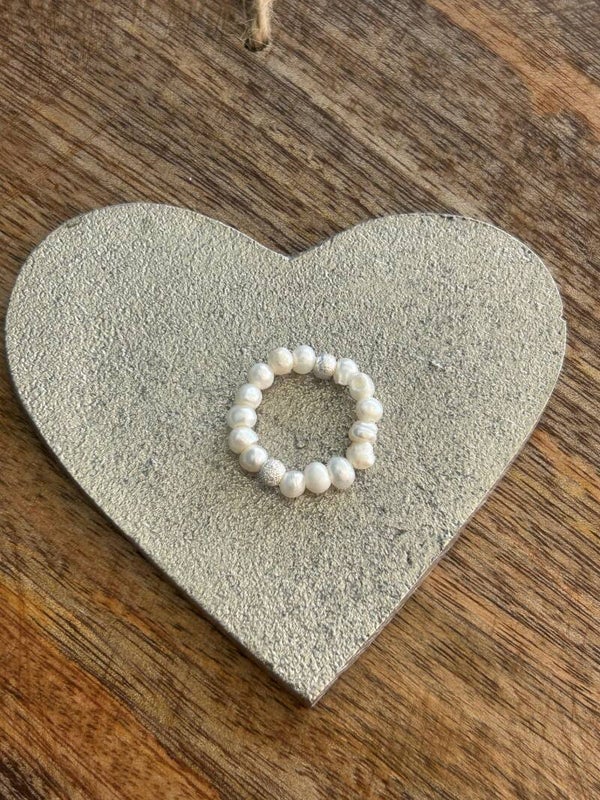 Fingerring "Braut-Schmuck" - Süsswasserperle weiss (R121)