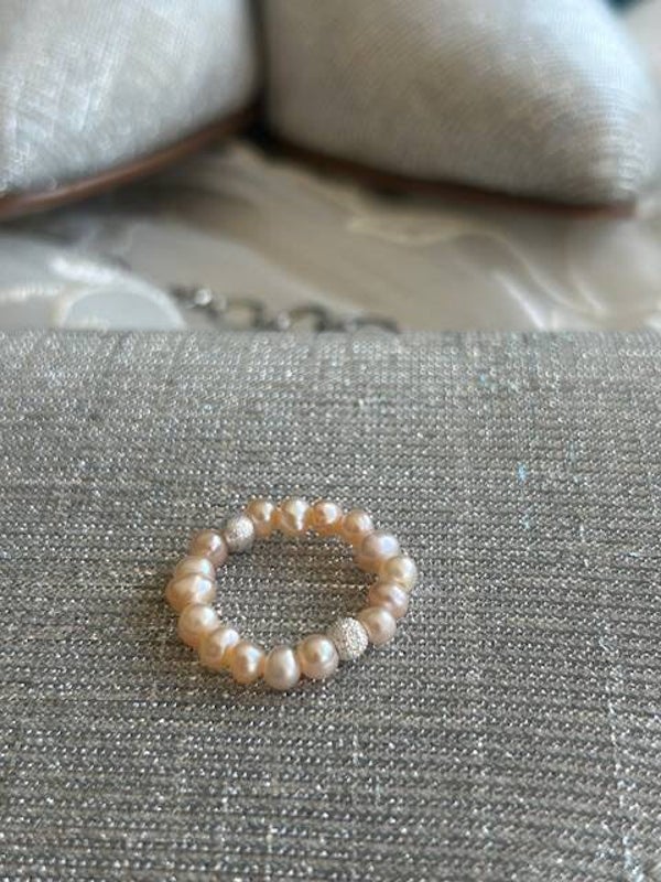Fingerring "Braut-Schmuck" - Süsswasserperle lachs 4mm (R122)