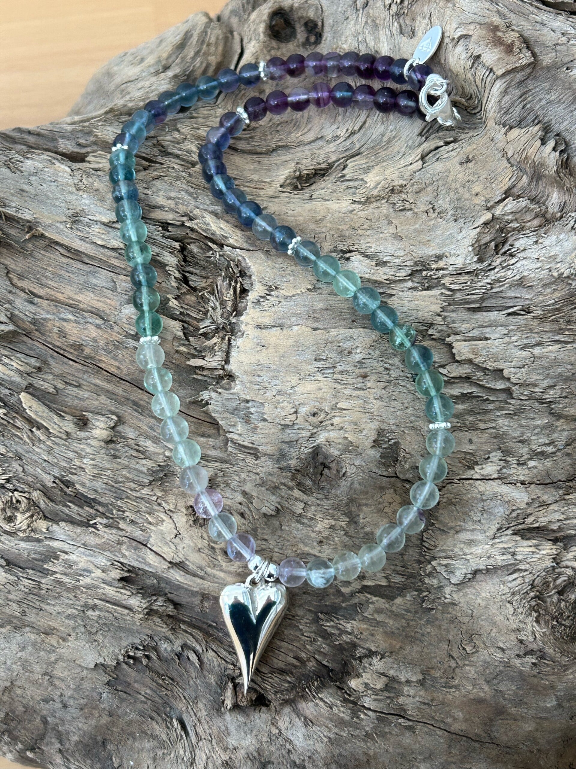 Halskette - Fluorit Regenbogen 6mm (H252)