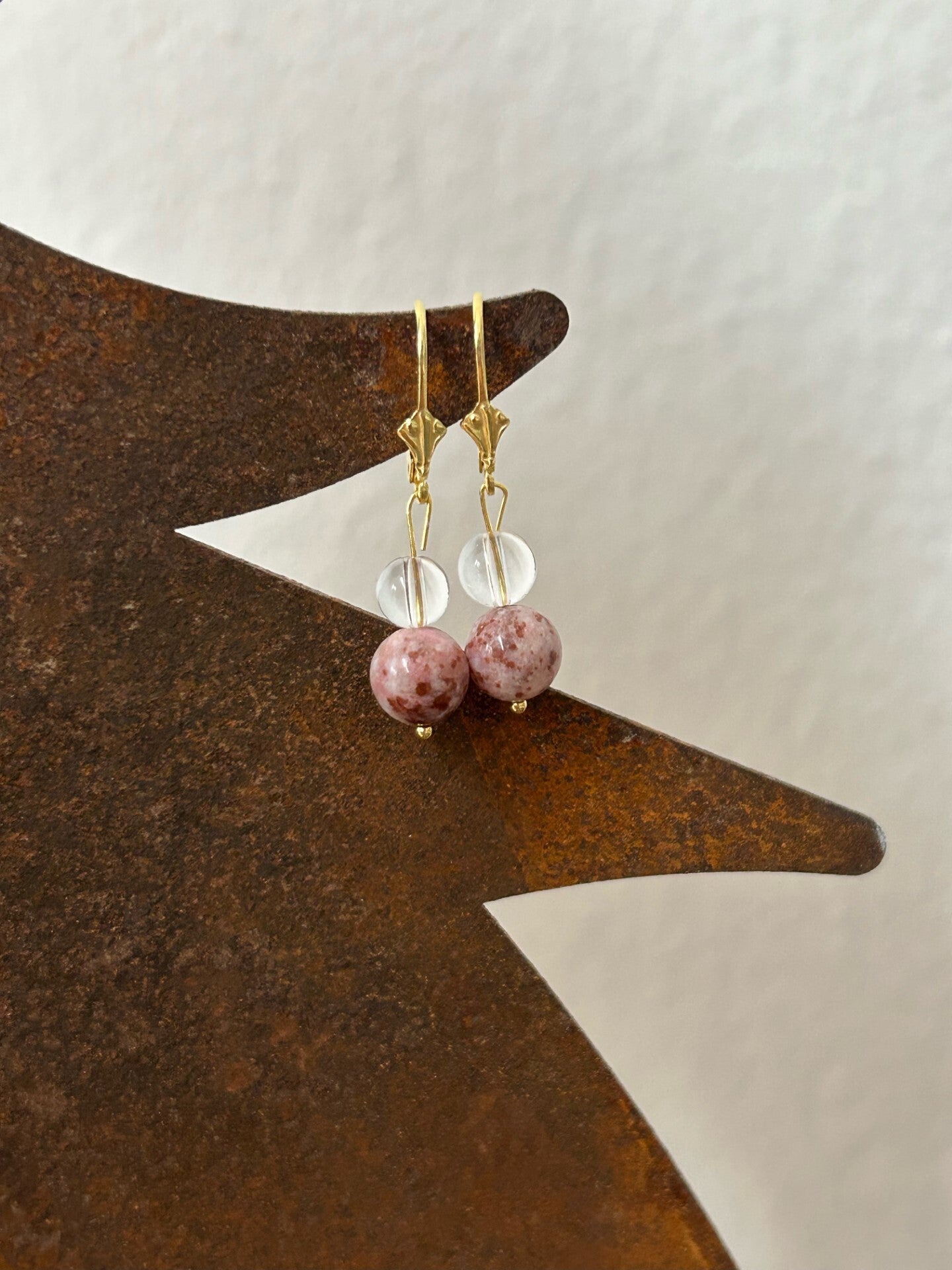 Ohrringe - Thulit / Bergkristall (O338)