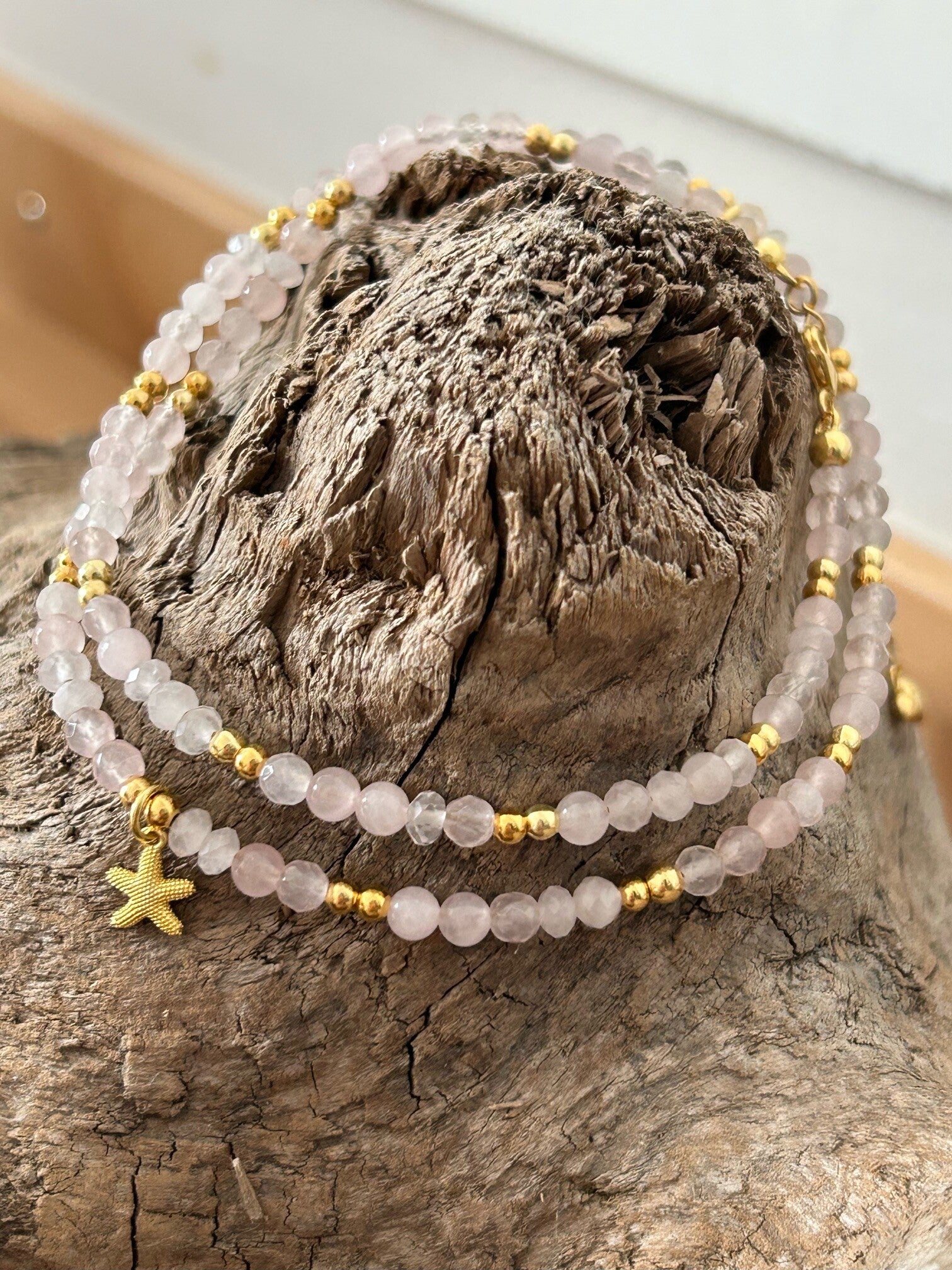 Fussketteli (2-fach) - Rosenquarz (F110)