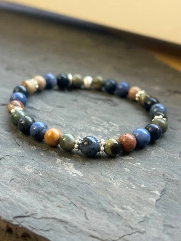 Armband - Dumortierit & Polychrom-Jaspis (A892)
