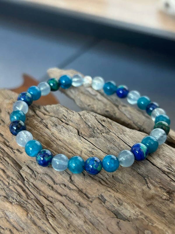 Armband - Apatit blau, Aquamarin & Azurit-Malachit (A841)