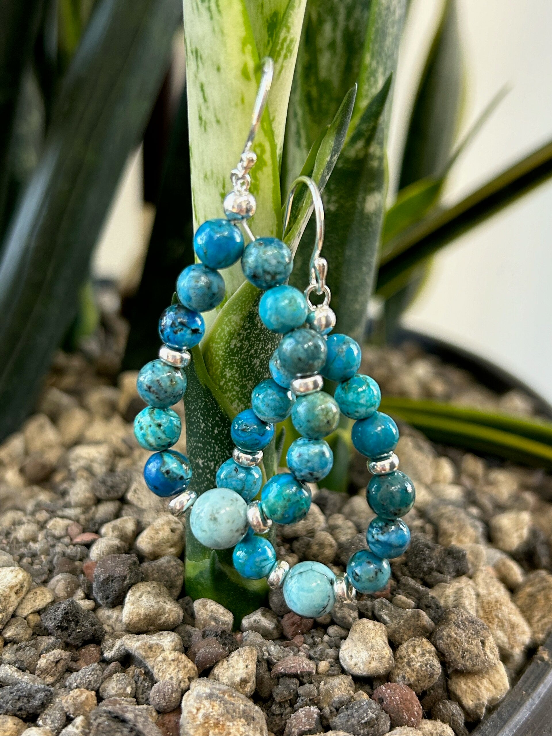 Ohrringe - Opal Afrika blau (O430)