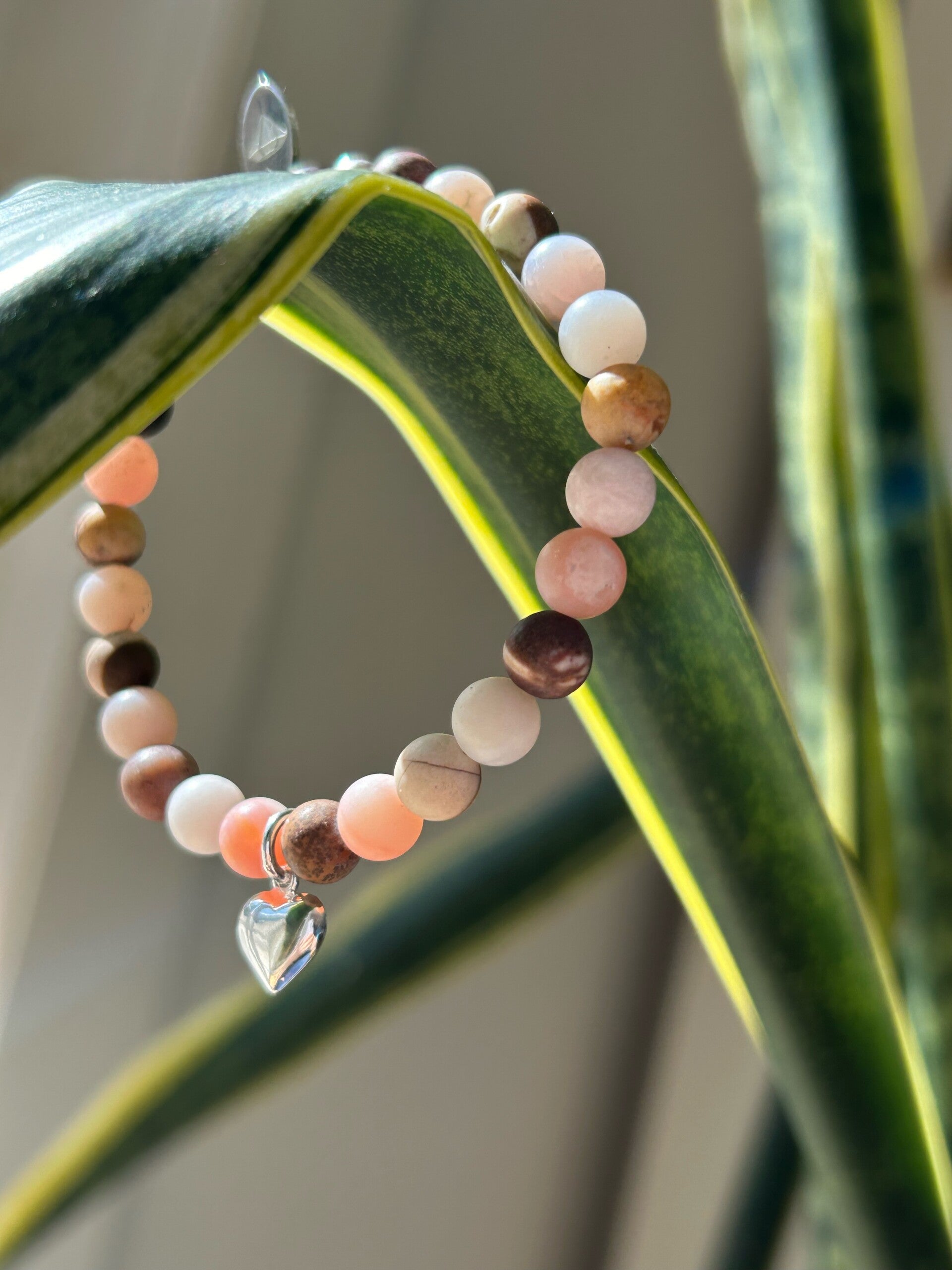 Armband - Andenopal rosa / Zebrajaspis (A477)