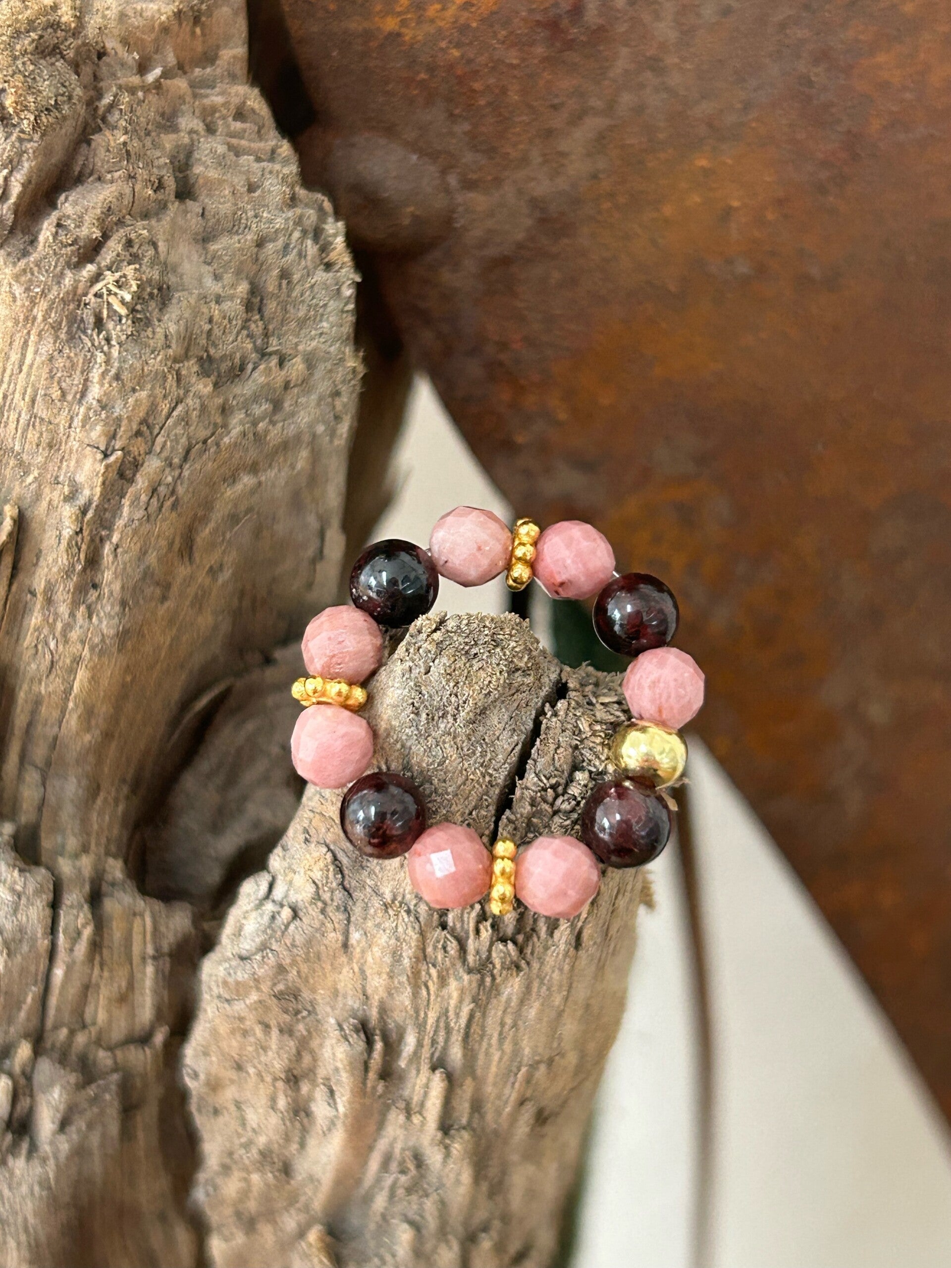 Fingerring - Granat / Rhodonit (R030)