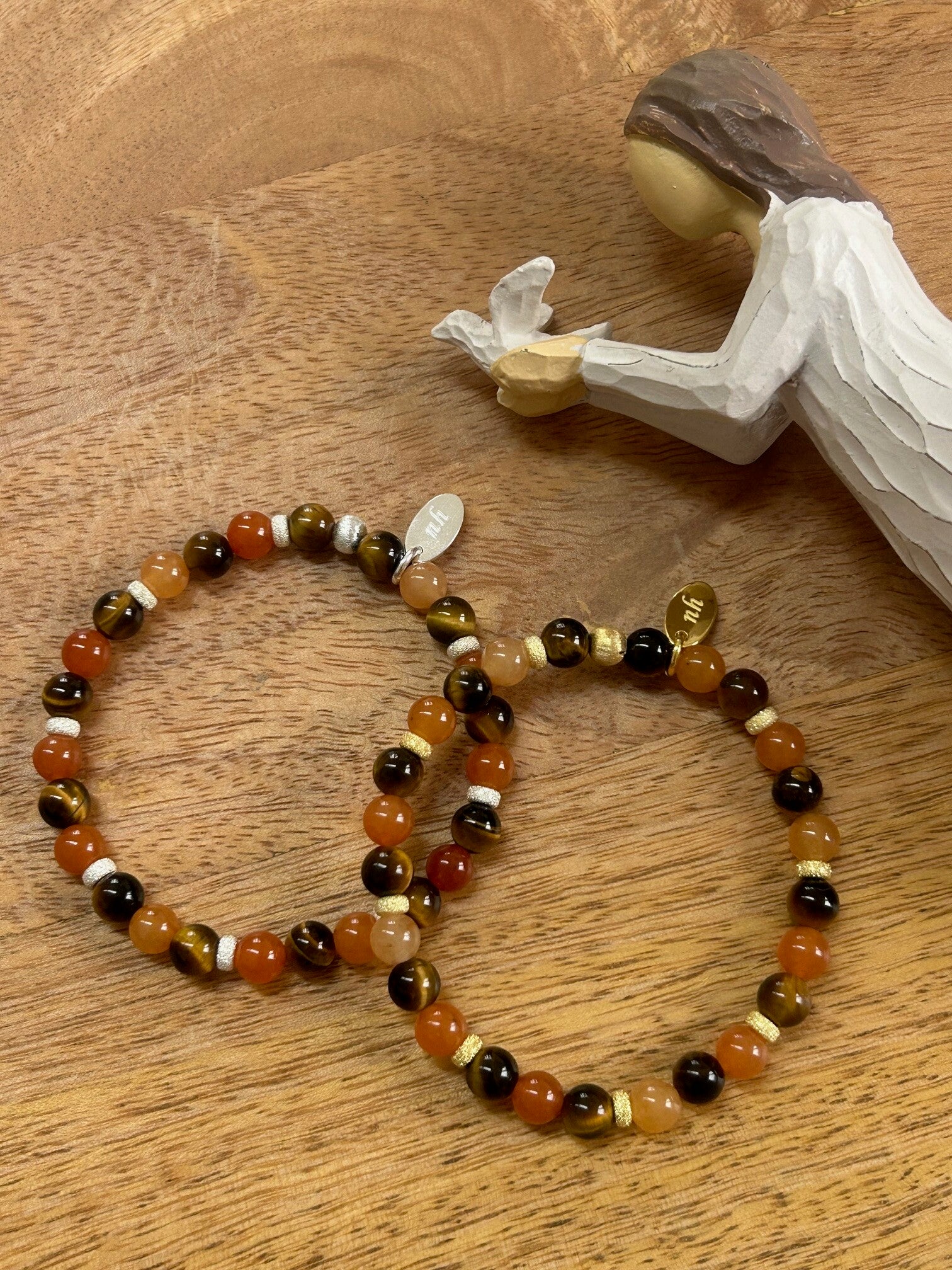 Armband - Aventurin-Quarz rot & Tigerauge (A551)