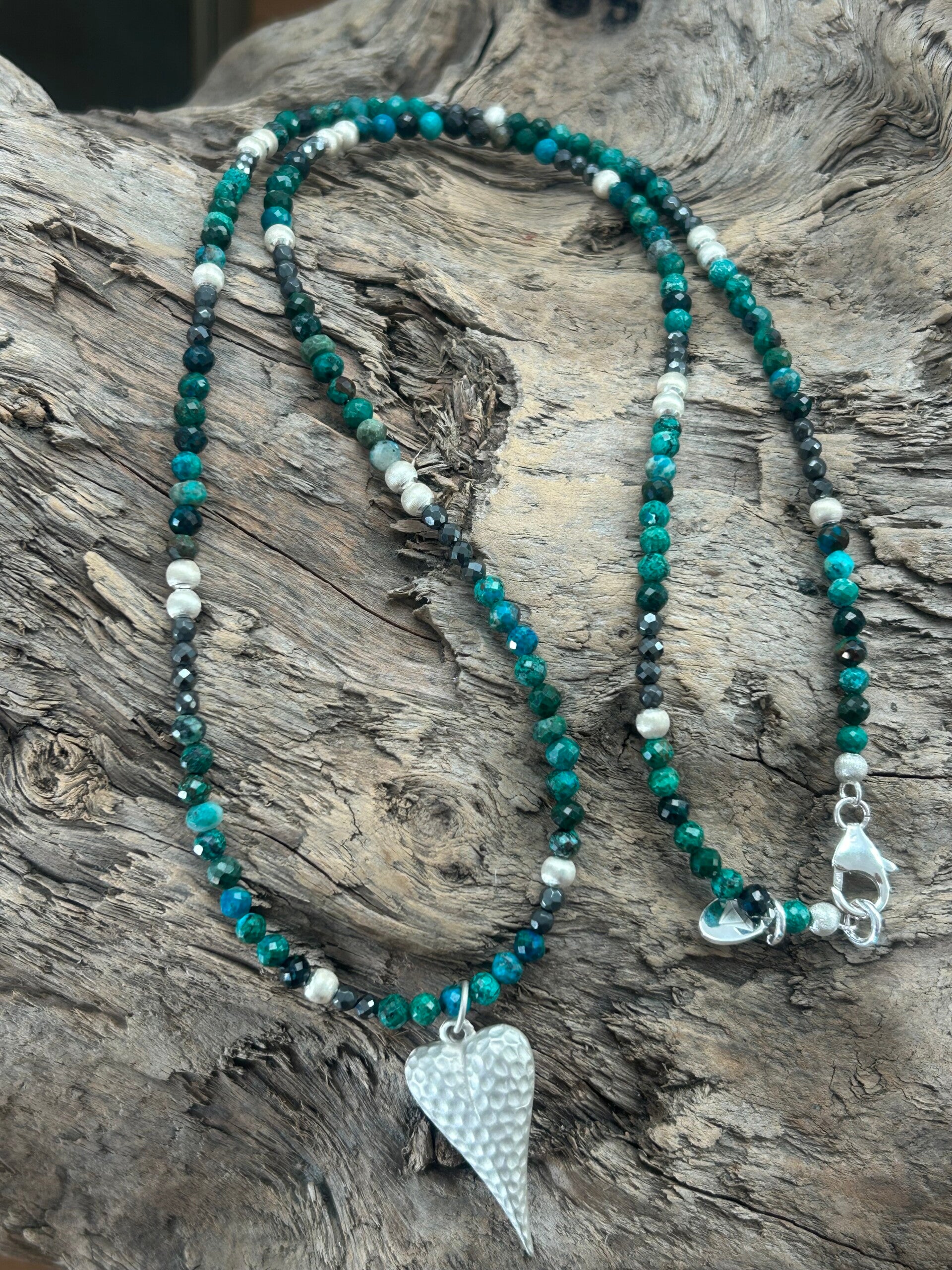 Halskette - Chrysokoll & Hämatit (H419)