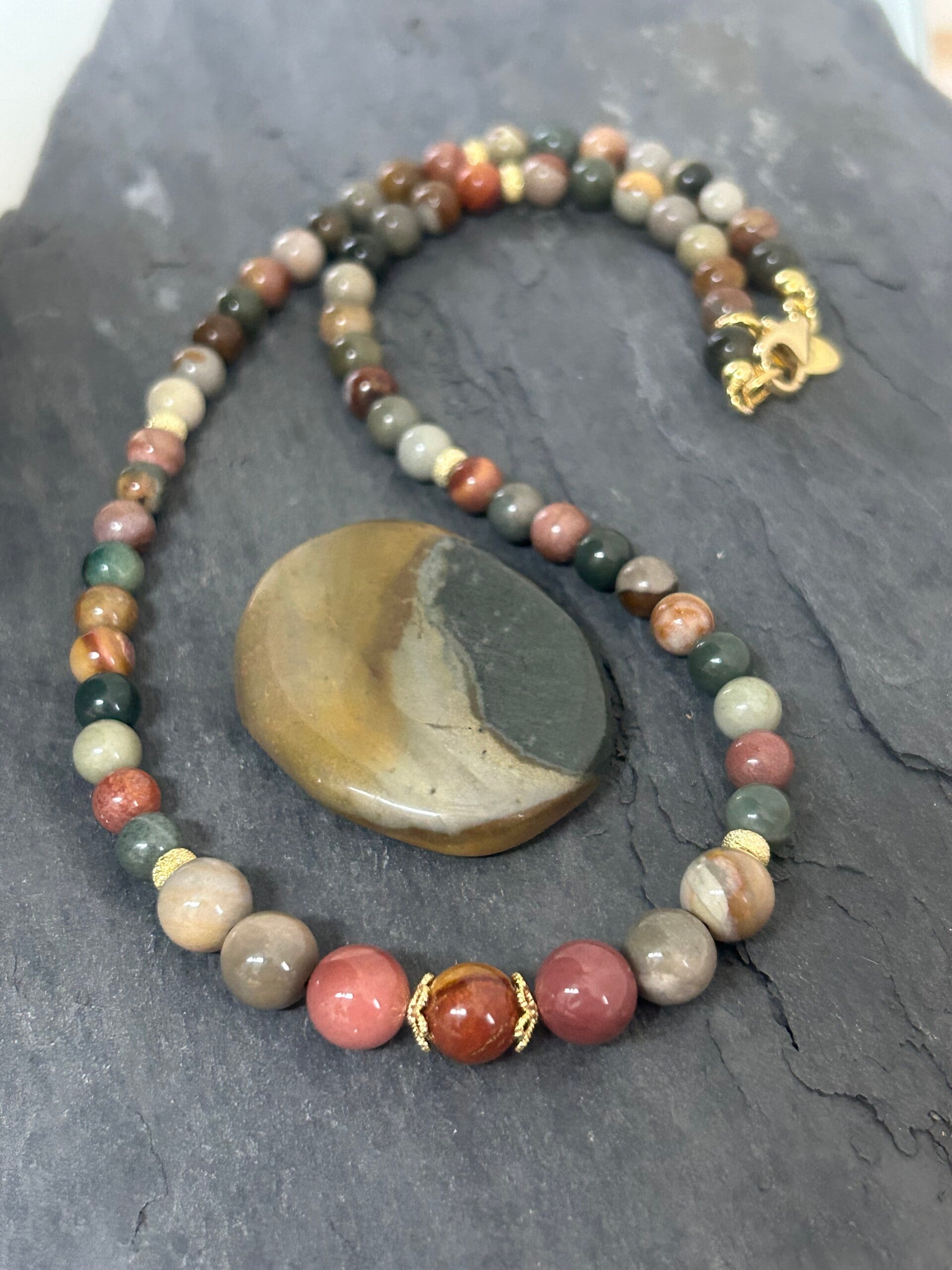 Halskette - Polychrom-Jaspis (H473)