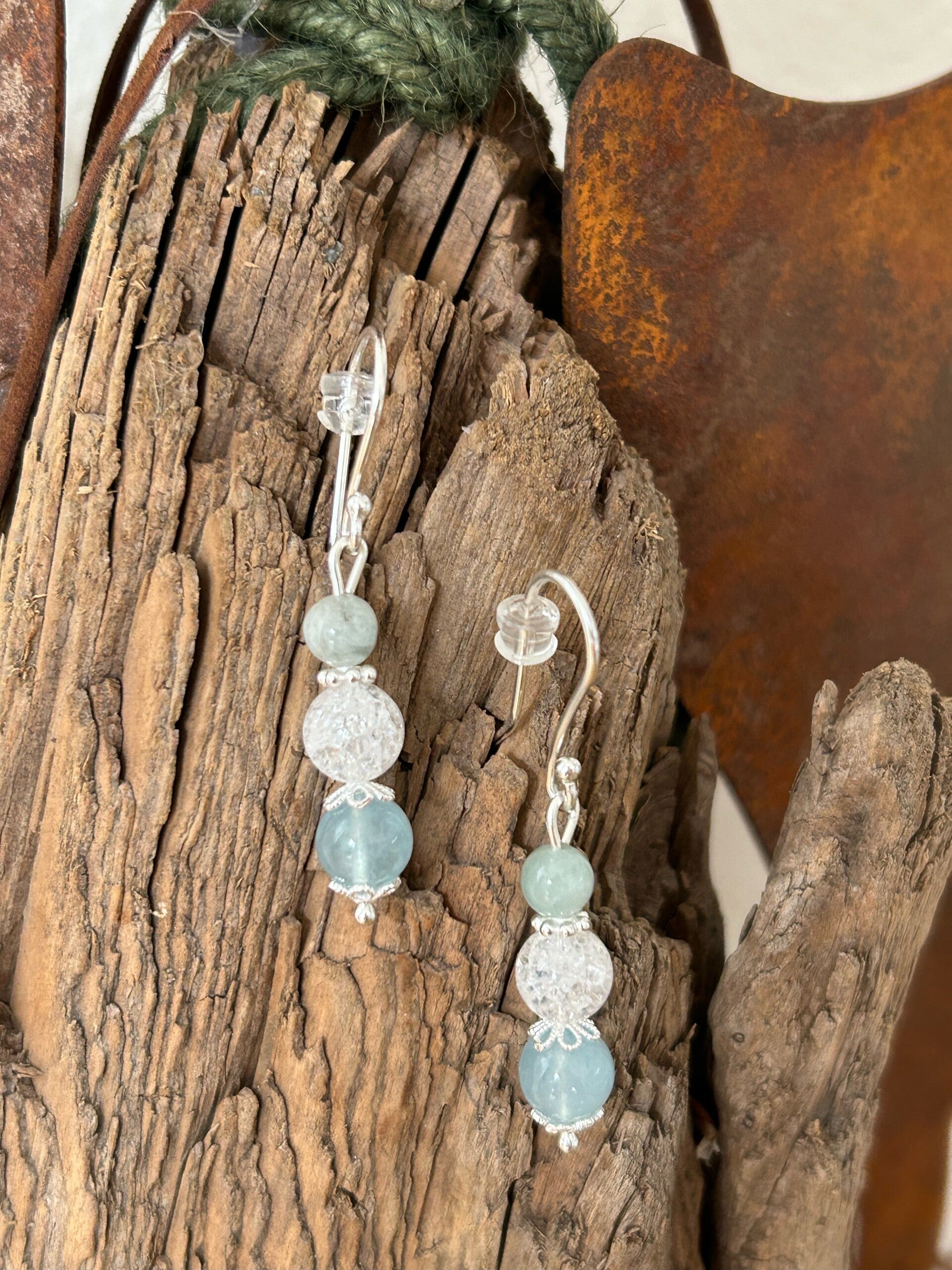 Ohrringe - Aquamarin / Bergkristall Iris (O405)