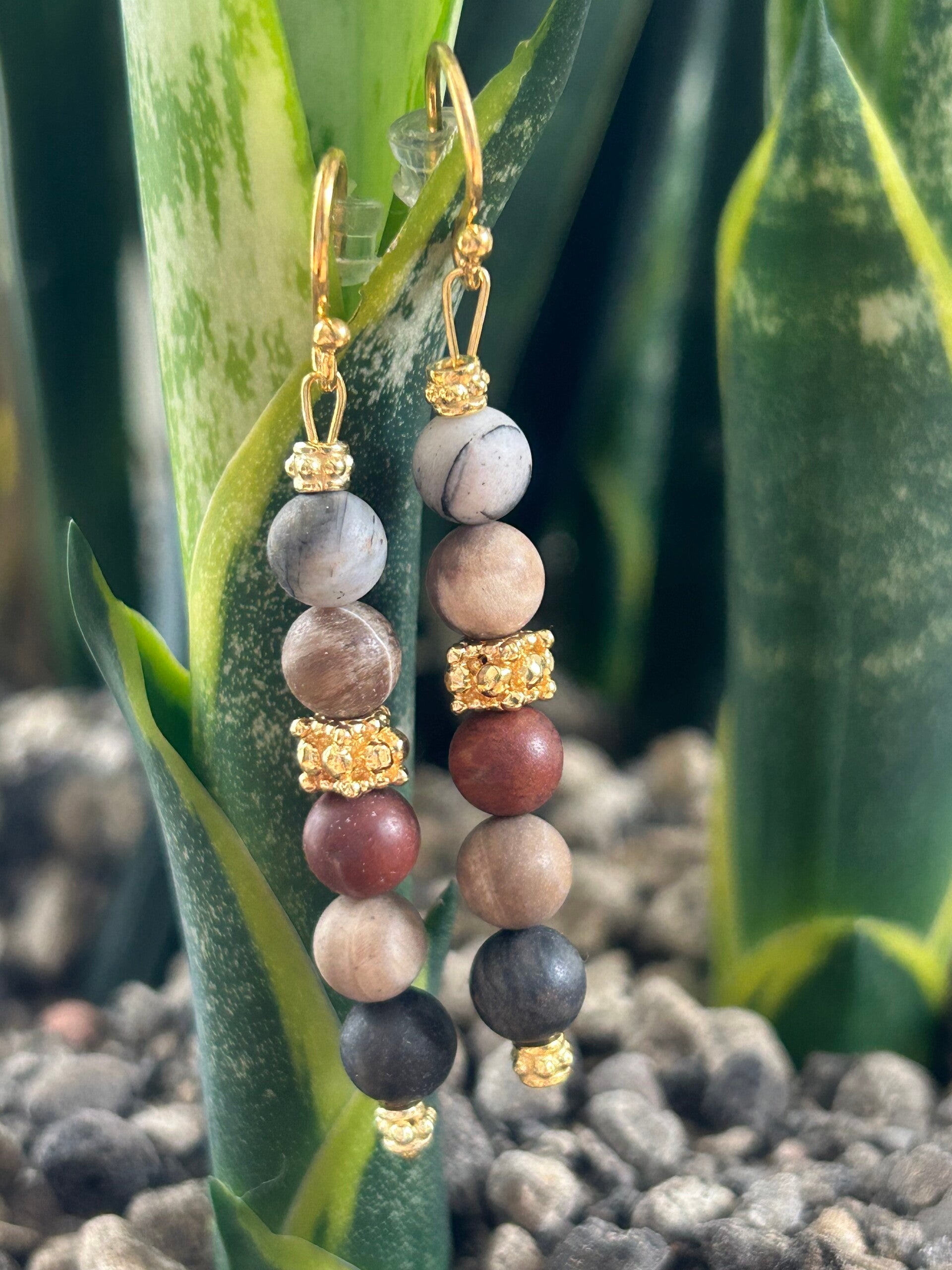 Ohrringe - Versteinertes Holz (O447)