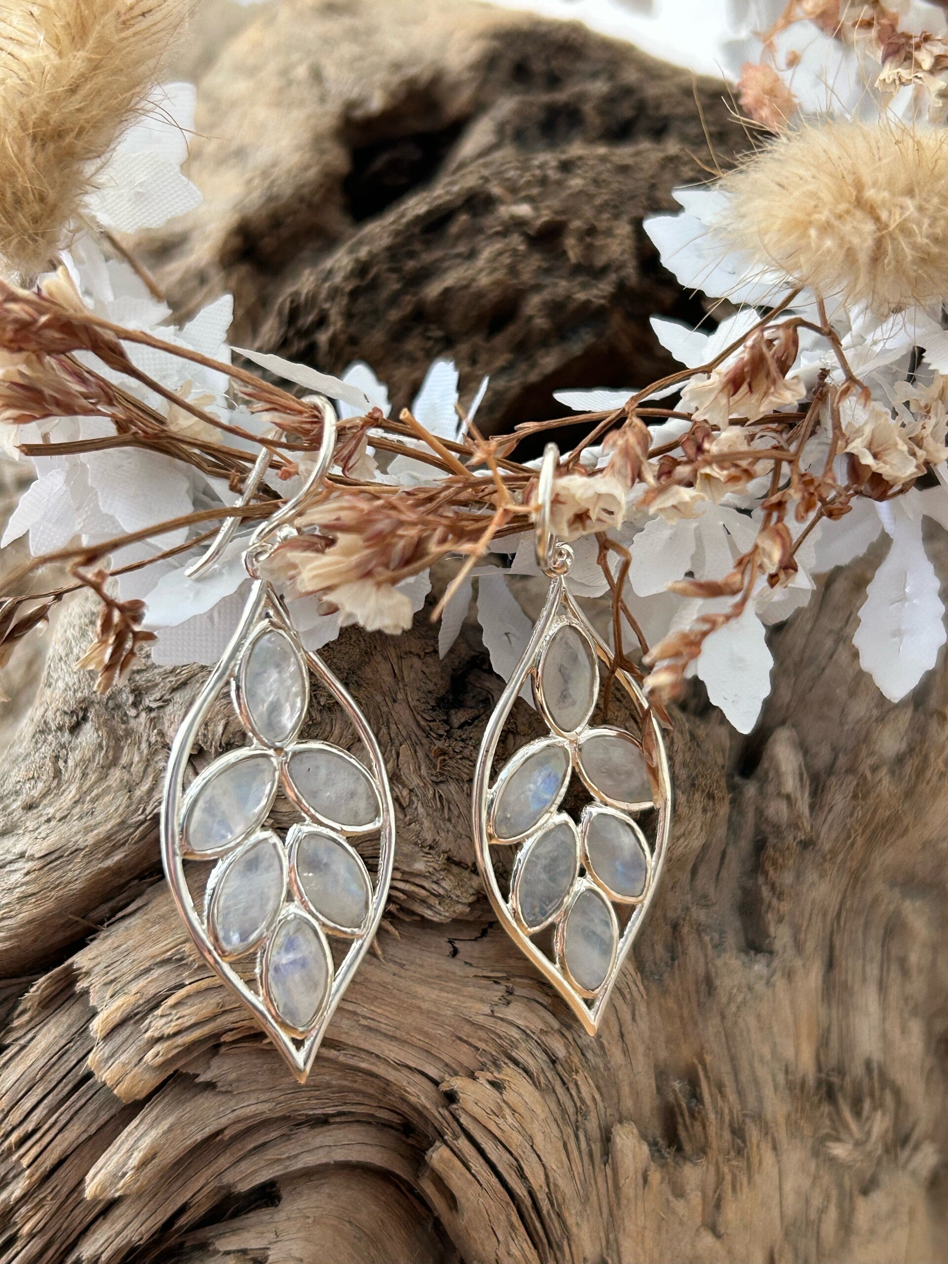 Ohrringe - Mondstein Regenbogen (O384)