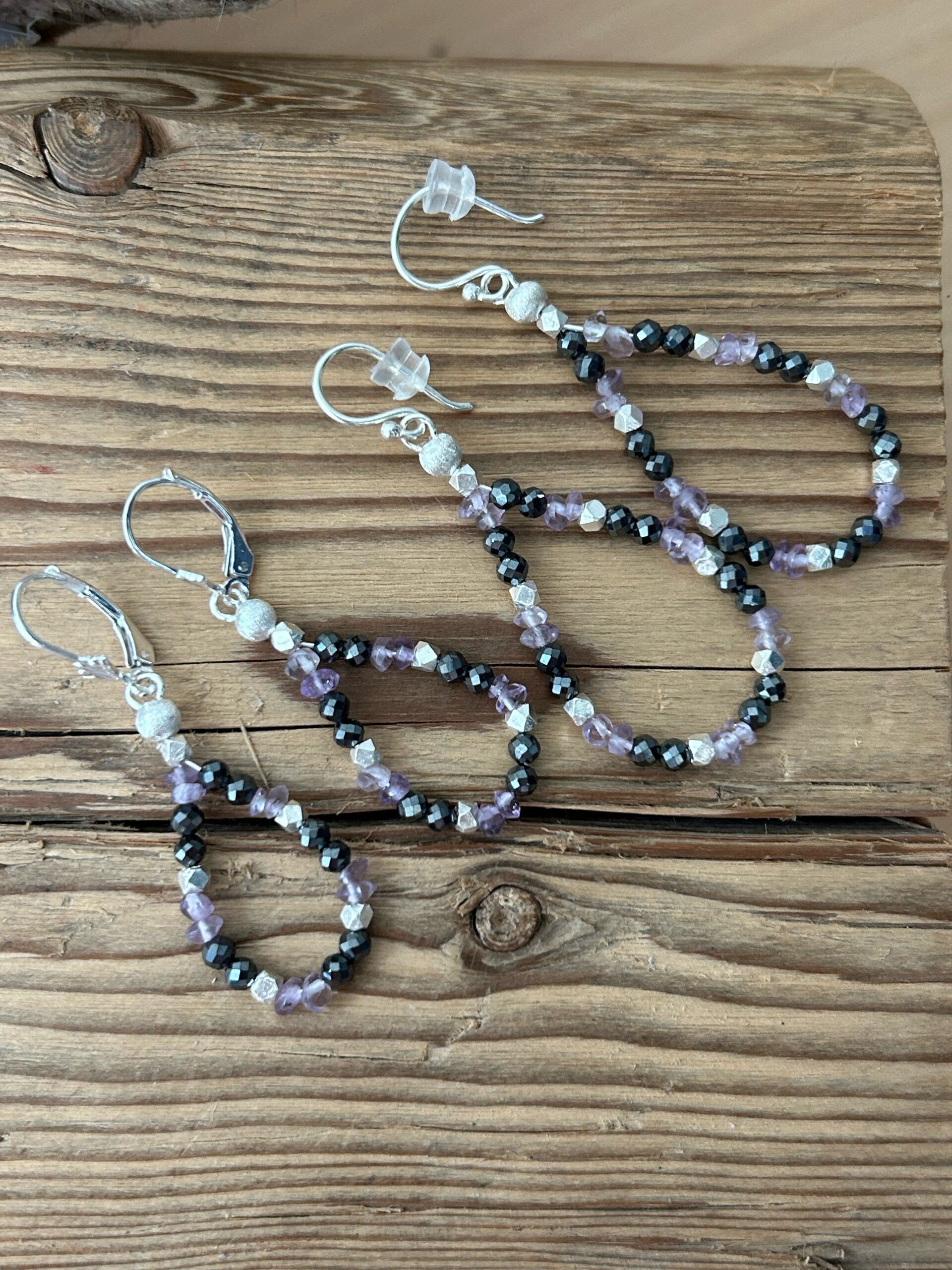 Ohrringe - Amethyst / Hämatit (O403)