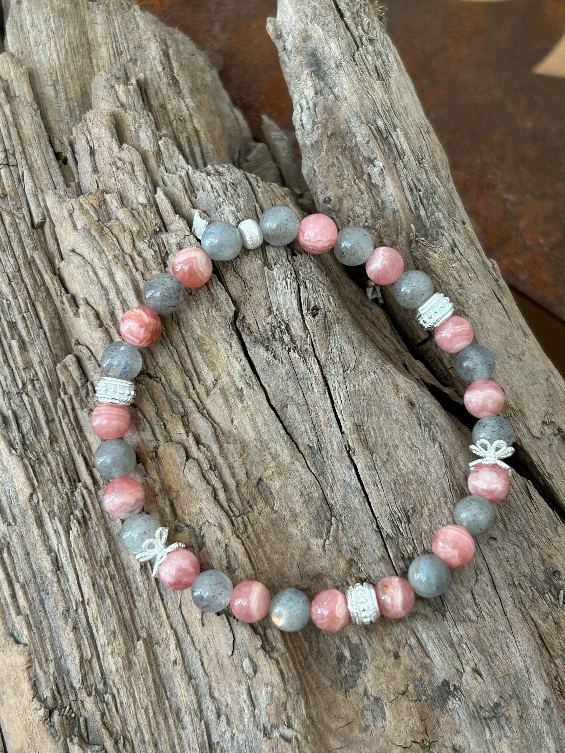 Armband - Rhodochrosit / Labradorit (A466)