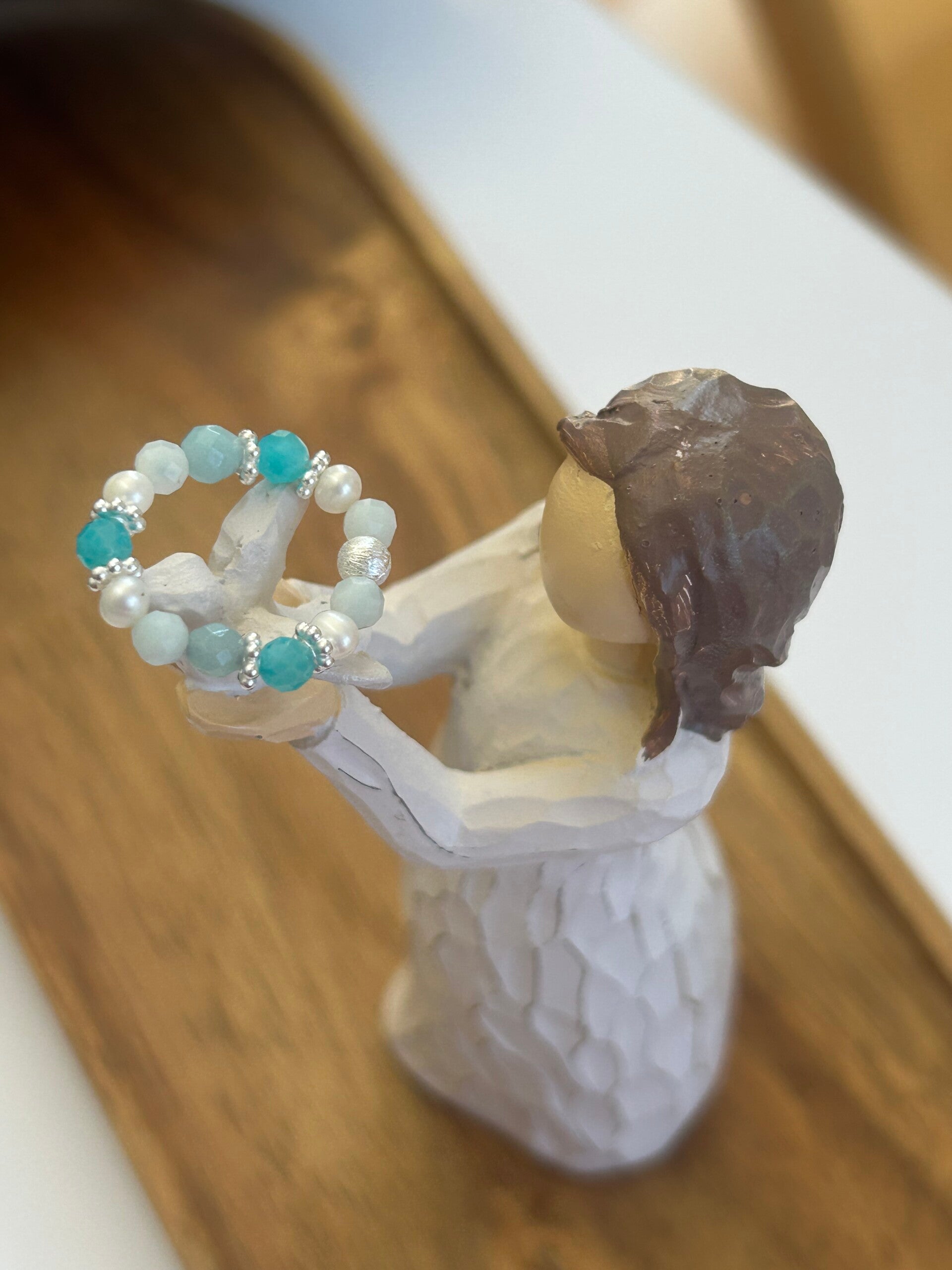 Fingerring - Amazonit & Süsswasserperle (R100)