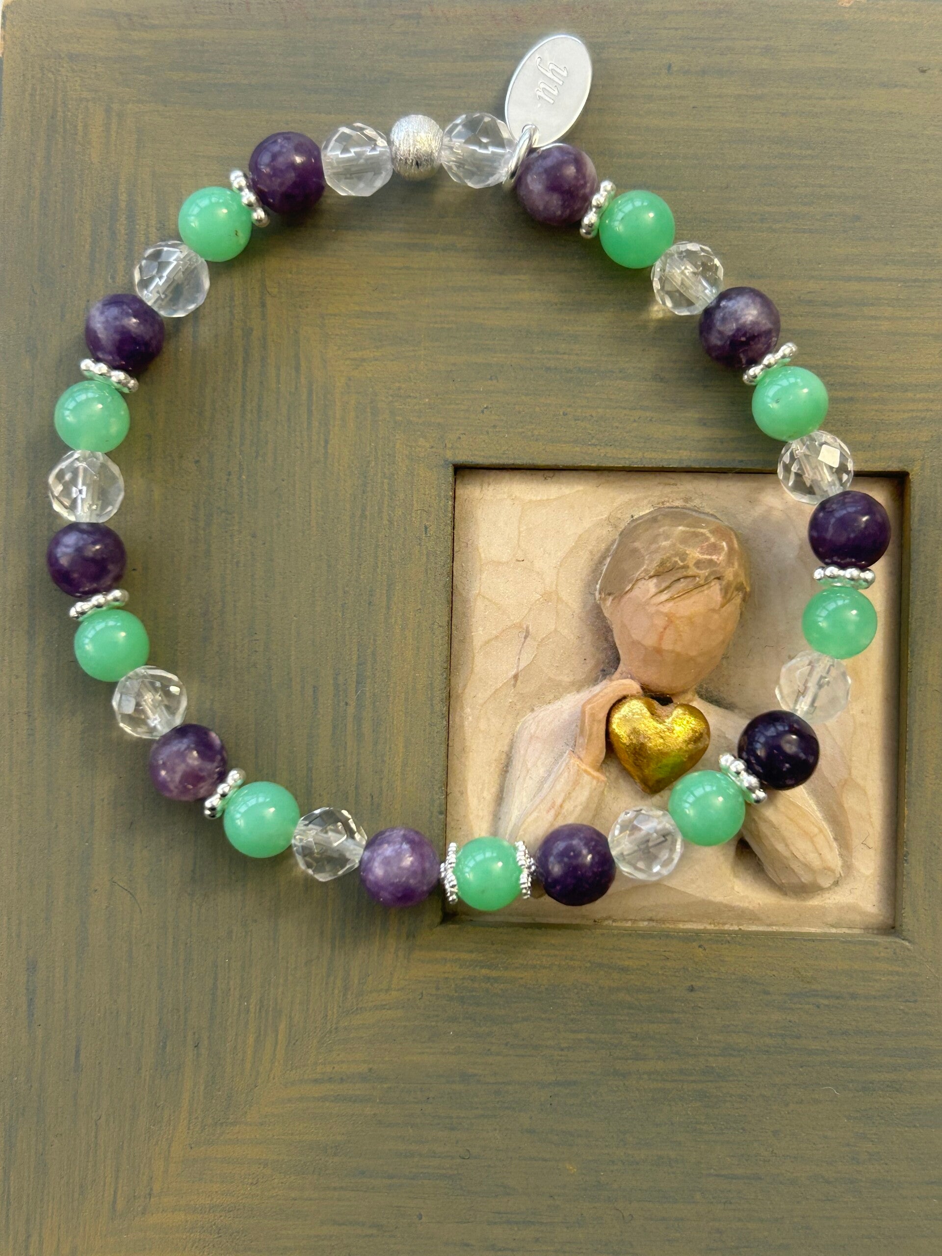 Armband - Bergkristall, Chrysopras & Lepidolith (A798)