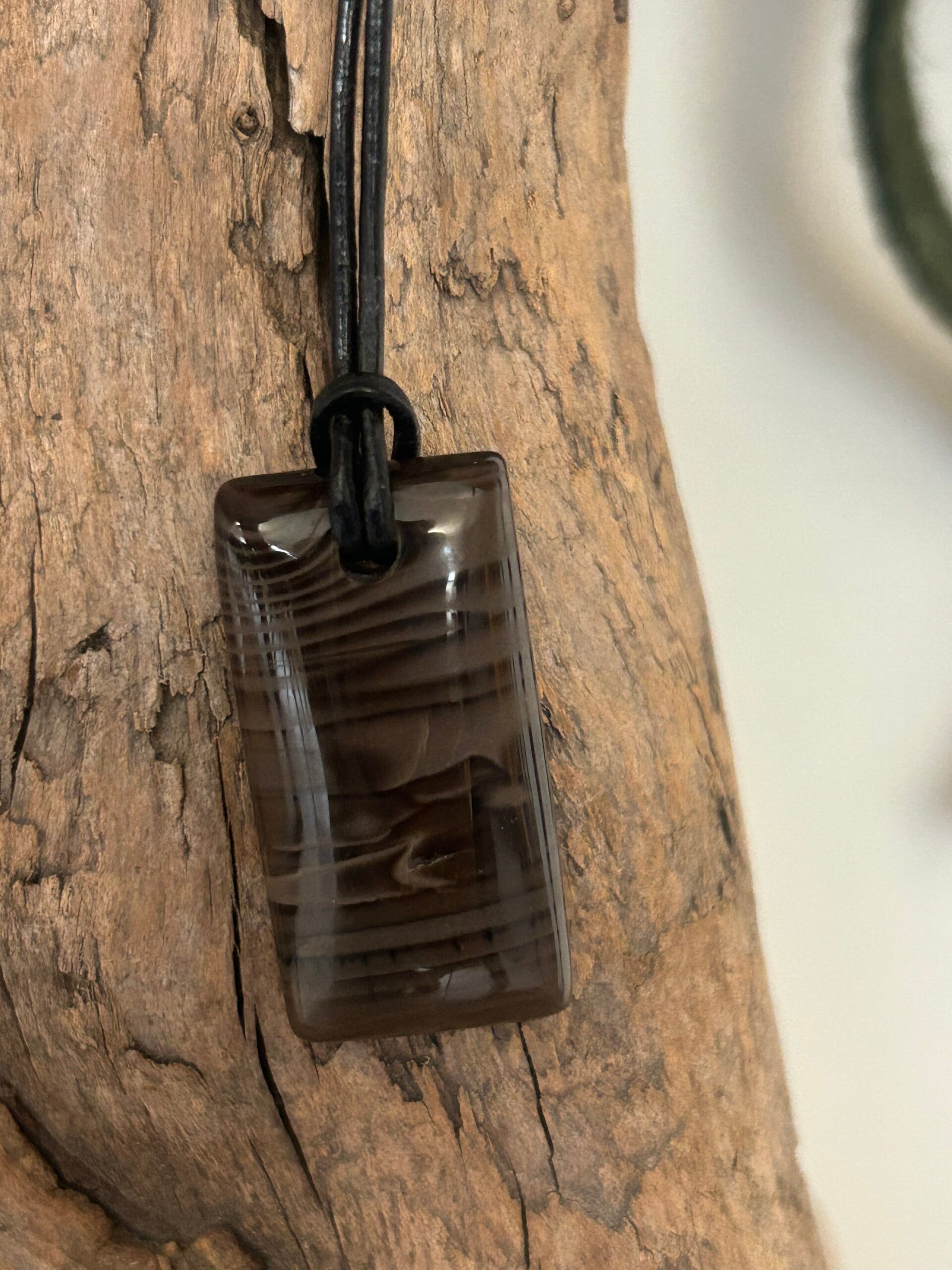 Halskette - Psilomelan geschliffen (H524) Einzelstück!